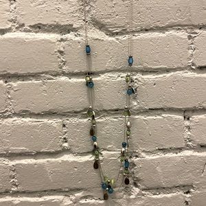 Silver necklace with colored beads